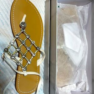 Wedding sandals for beach or warm weather wedding. White with lots of bling!